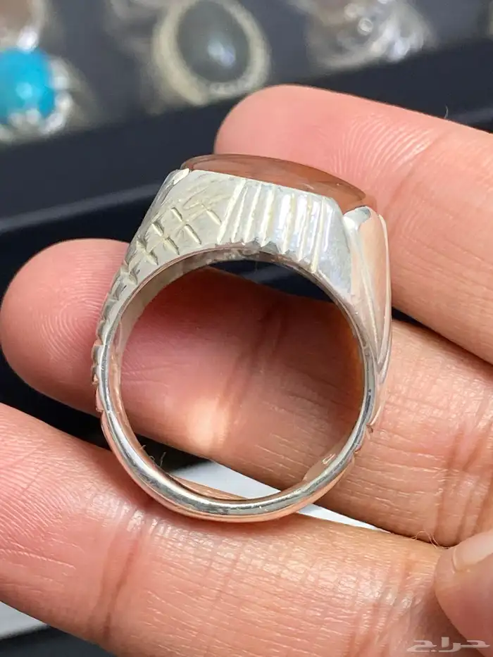 خاتم عقيق يماني شبكي ( طبيعي معالج ) 2