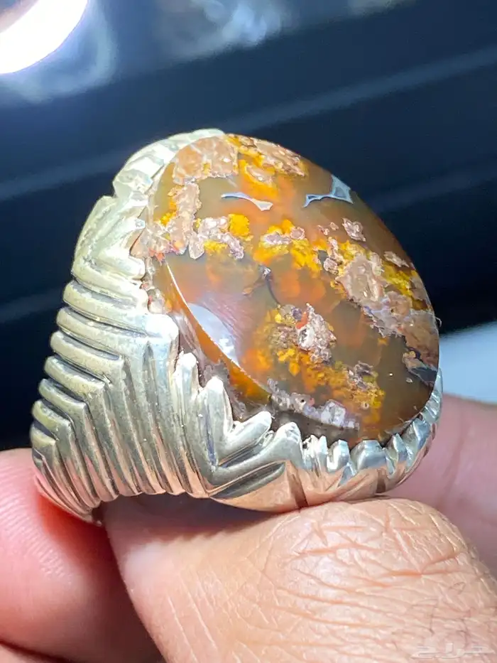 خاتم عقيق طحلبي بطن أحمر ( حمادة vip ) 1