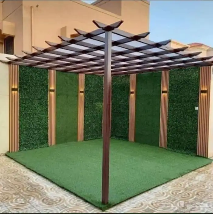 مظلات وسواتر سندويش بنل مستودعات لكسان برجولات شكل خشبي 15