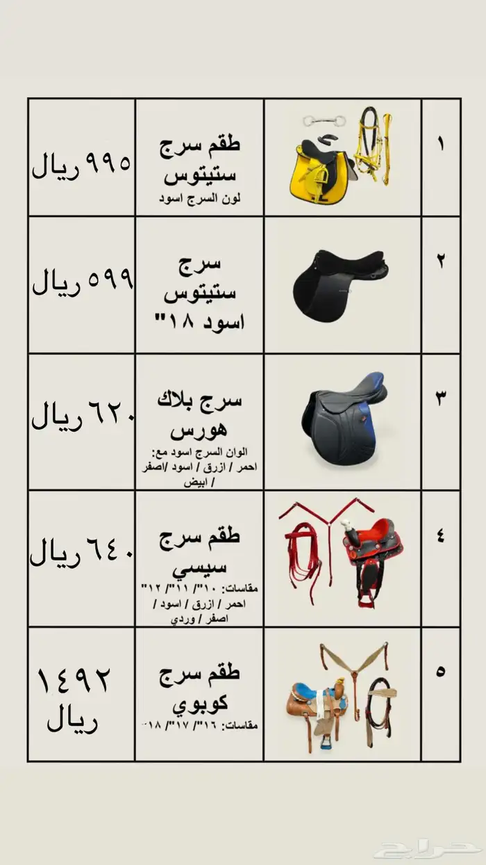 مستلزمات خيول  الفروسية 1