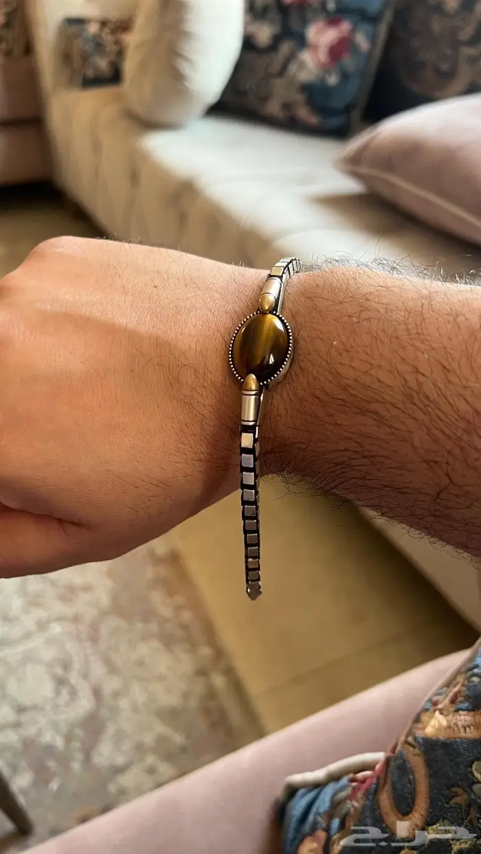 طقم خاتم واسورة بحجر عين النمر 8