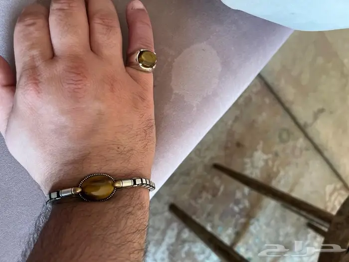 طقم خاتم واسورة بحجر عين النمر 2