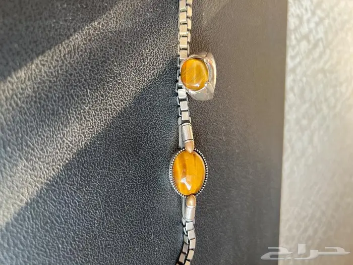 طقم خاتم واسورة بحجر عين النمر 4