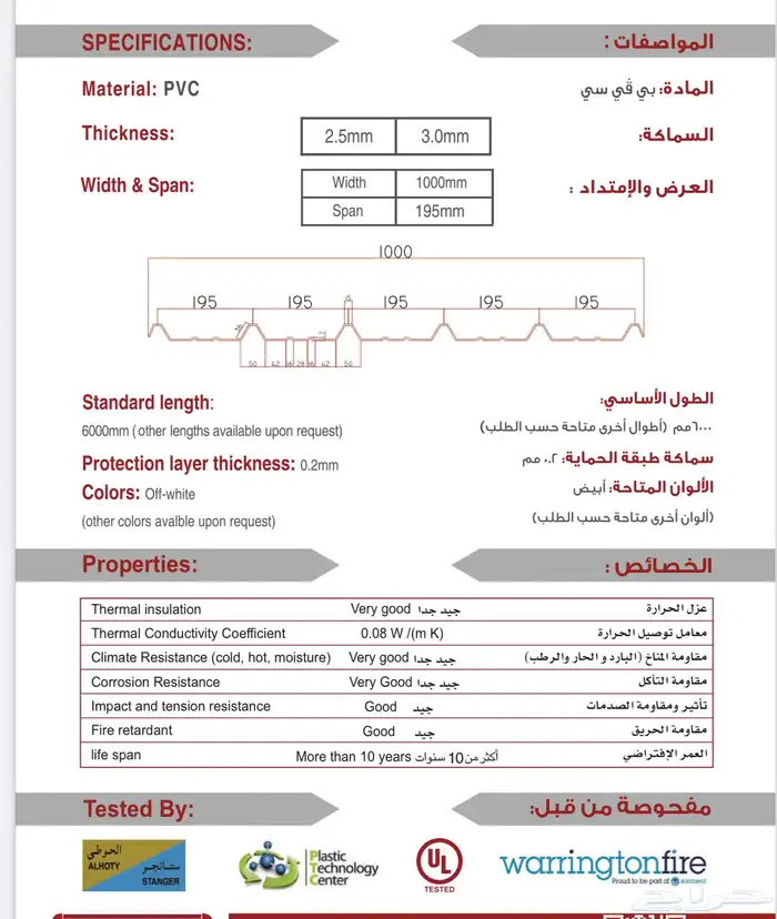 عازلة للحرارة الواح بلاستك PVC للمظلات والمستودعات والمصانع 13