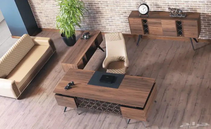 اثاث مكتبي طقم إدارة مودرن مكتب فخم تركي وصل حديثا جده 7