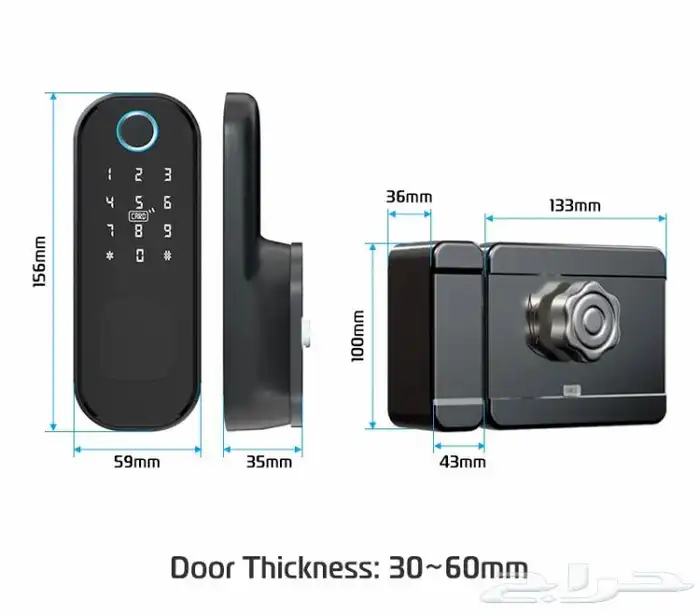 قفل ذكي للابواب الخارجية بصمة ورقم سري وكرت 500 0