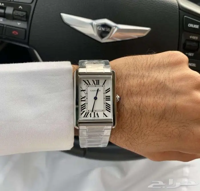 ساعة كرتير جلد صنقل رجالية ساعات افخم انواع ماركة كارتييه 0