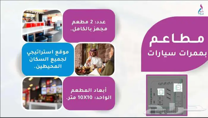 مطاعم درايف ثرو للإيجار بمنقطة بيش طريق الملك عبدالله 0