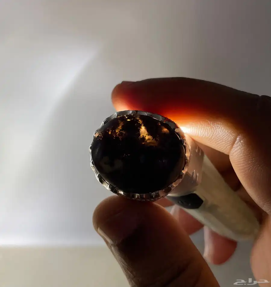 خاتم فضة عقيق طحلبي عيار 980 17