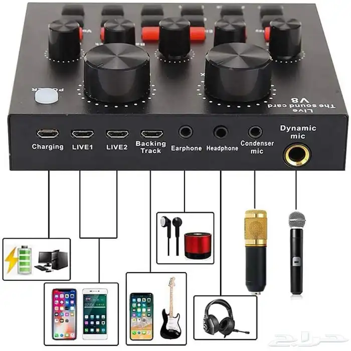 مكسر صوت مع ميكروفون ومكثف احترافي بودكاست BM-800 6