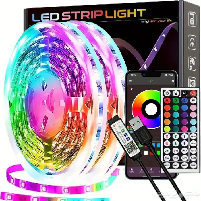 شريط اضاءة LED لاصق   بتحكم عبر الجوال و ريموت كنترول 1