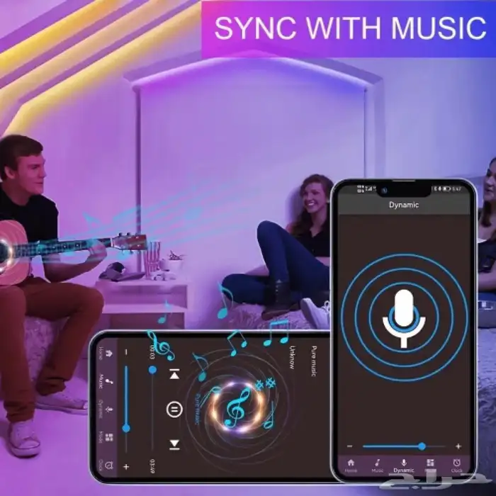 شريط اضاءة LED لاصق   بتحكم عبر الجوال و ريموت كنترول 6