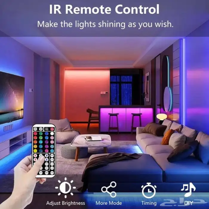 شريط اضاءة LED لاصق   بتحكم عبر الجوال و ريموت كنترول 7