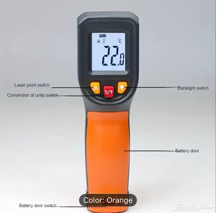 مقياس حرارة صناعي بأشعة تحت الحمراء بدون تلامس بشاشة LCD 4