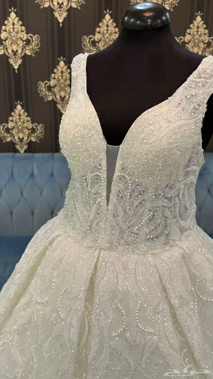 فستان زفاف   ارتداء 3ساعات فقط   جديد   مقاس XL 0