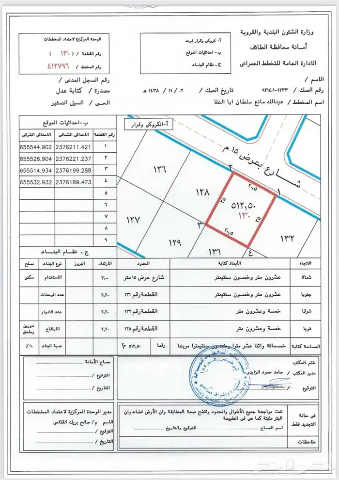 ارض للبيع بصك في مخطط الشروق برقم قطعه ورقم مخطط 0