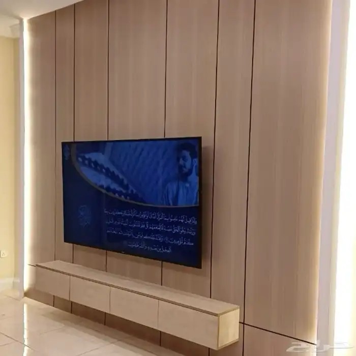 ديكورات خلفيات تلفزيونية شيبورد مرايا انارة بديل خشب 1