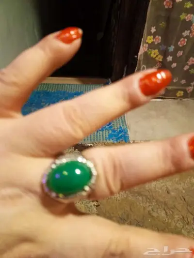 خاتم فضه رجاالي بفص الزمرد الاخضر 6