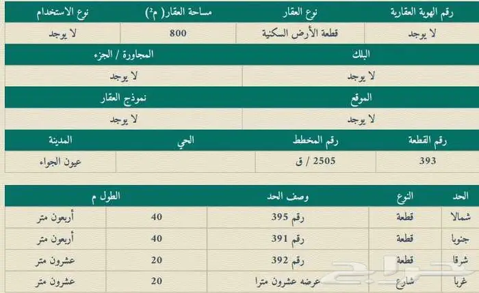 أرض للبيع عيون اجواء 1
