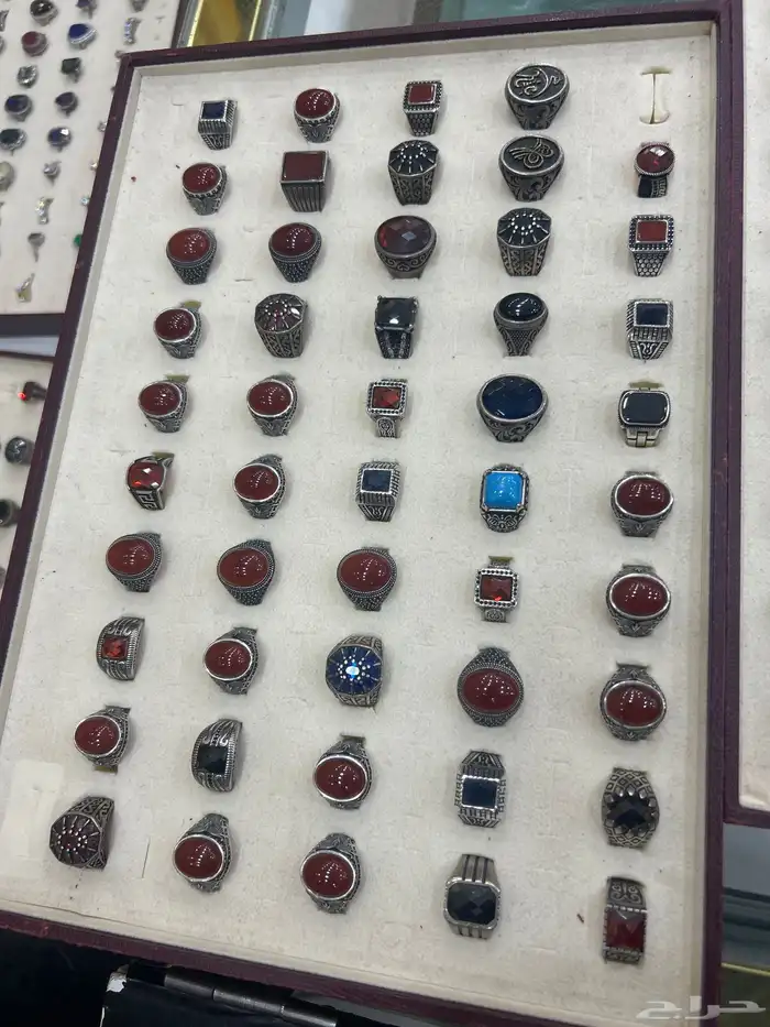 خاتم عقيق و زمورد وسباح كهرمان وتراب كهرمان 4