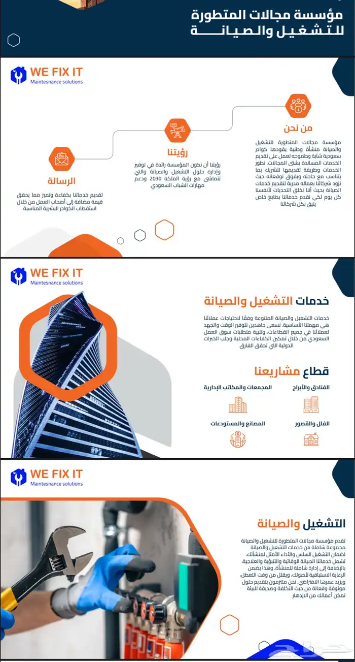مجالات المتطورة للتشغيل والصيانة wefixit 3