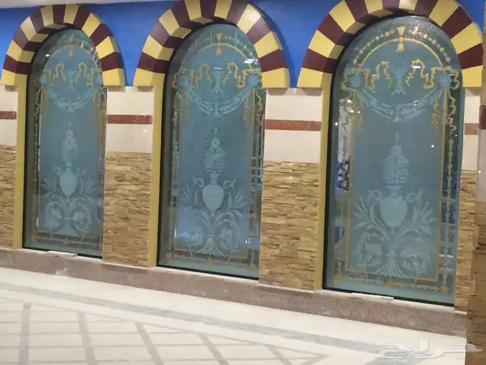 شورات الحمام و درابزين وأعمال الزجاج معشق ملون محفور مرشوش 11