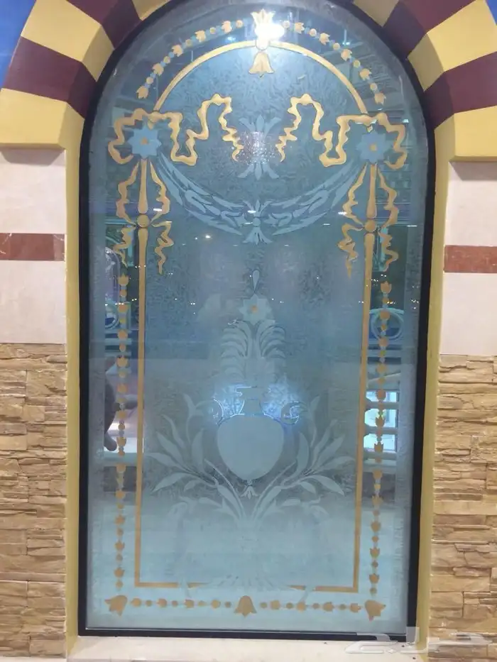 شورات الحمام و درابزين وأعمال الزجاج معشق ملون محفور مرشوش 13