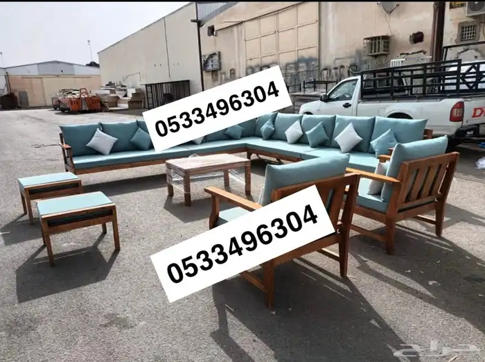 جلسات خارجية كراسي طاولات اطقم طقم كامل خشب حديد جاهز تفصيل 49