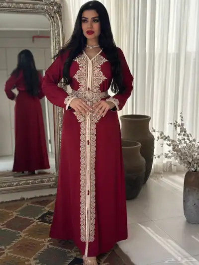 فستان مغربي تطريز لون لولو جلابيه مناسبه للعيد رمضان 1