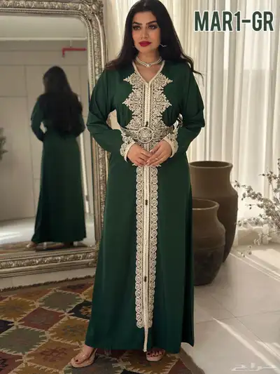 فستان مغربي تطريز لون لولو جلابيه مناسبه للعيد رمضان 3