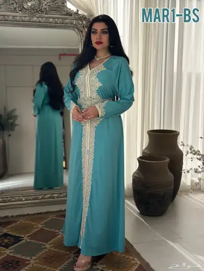 فستان مغربي تطريز لون لولو جلابيه مناسبه للعيد رمضان 5