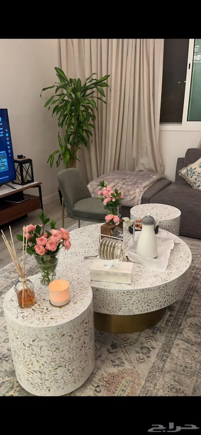 طاولة قهوة صدف   طاولتين خدمة 1