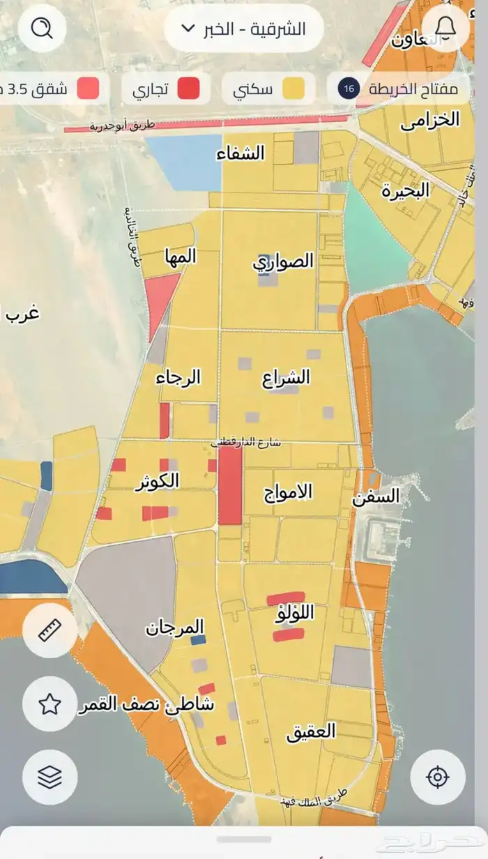 للبيع انصاص اراضي شرقية بحي اللؤلؤ مخطط جارسما بعزيزية خبر 0