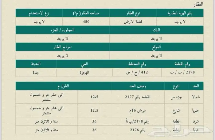 ارض للبيع في مخطط الهجرة ( ب ) 0