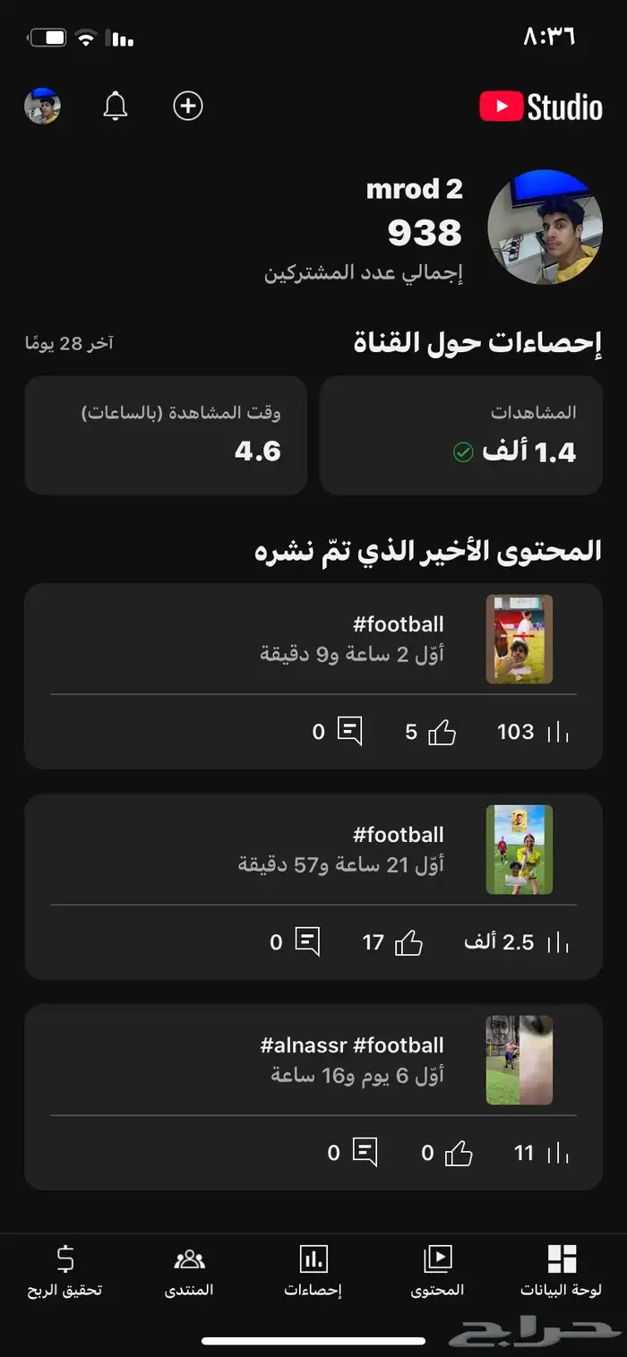 قناة يوتيوب 900 مشترك 0