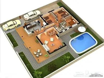 تصميم هندسي افتراضي عماير استراحات محلات 1
