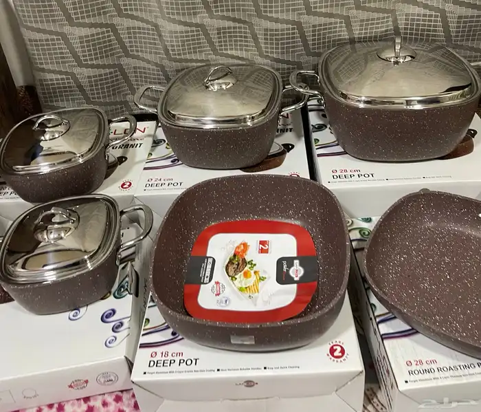 اطقم سافلون جرانيت 10قطع جديده للبيع 0