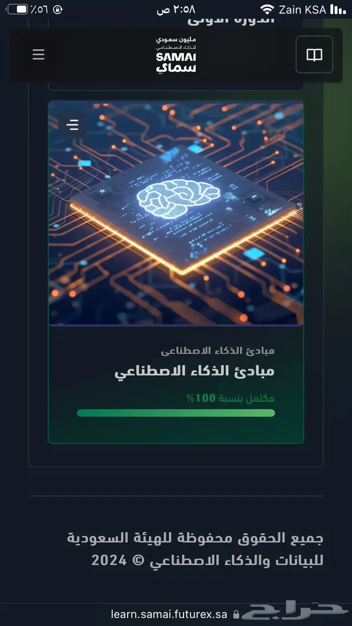 حضور دورة مبادىء الذكاء الاصطناعي 0