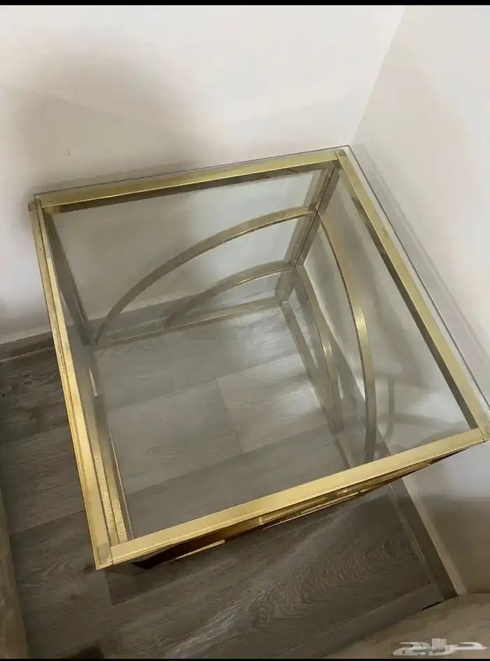 طقم طاولة قهوة مستطيلة من الزجاج  طاولتين جانبية من الزجاج 2