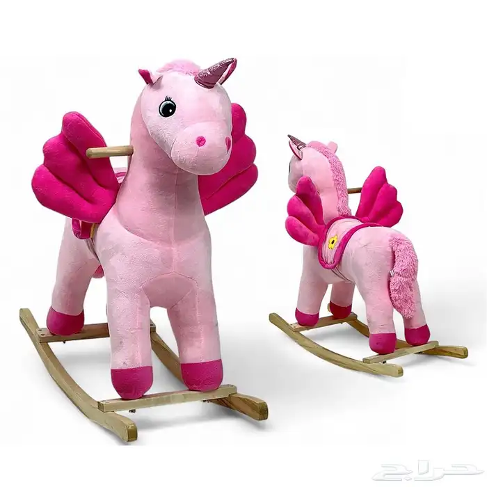 حصان هزاز للأطفال - لعبة حصان بتصميم يونيكورن وبعدة الوان 0