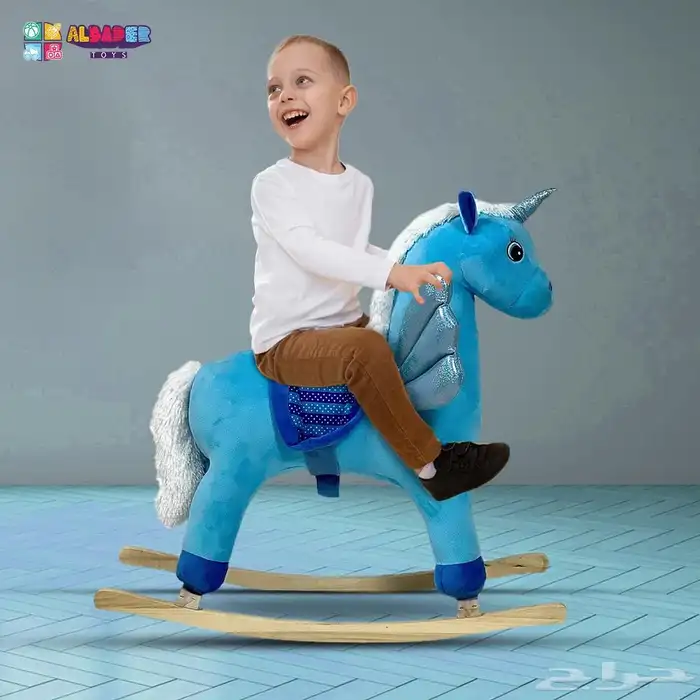 حصان هزاز للأطفال - لعبة حصان بتصميم يونيكورن وبعدة الوان 7