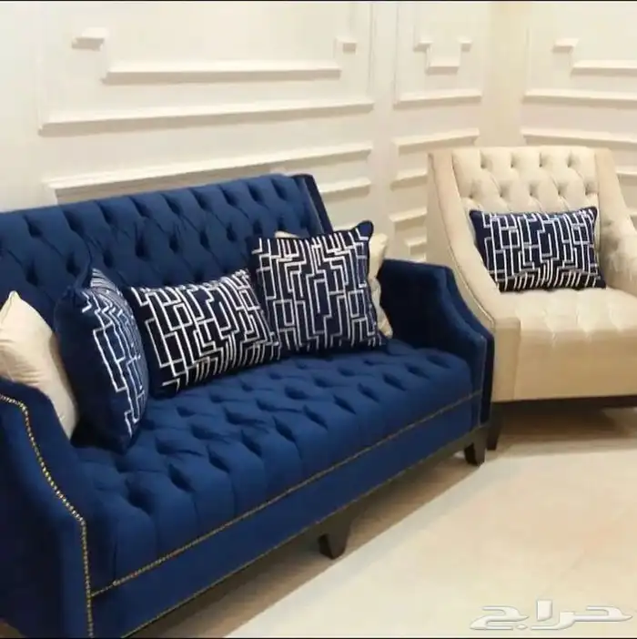 كنب امريكي مودرن جودة عالية وضمان على الخشب والاسفنج طقم L 14