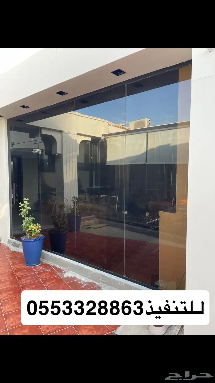 زجاج ابواب زجاج شاور واجهات باب سكريت درابزين 3