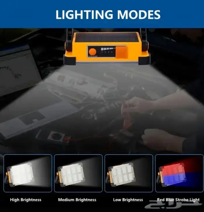 مصباح LED محمول للرحلات يشحن بالكهرباء والطاقة الشمسية 2
