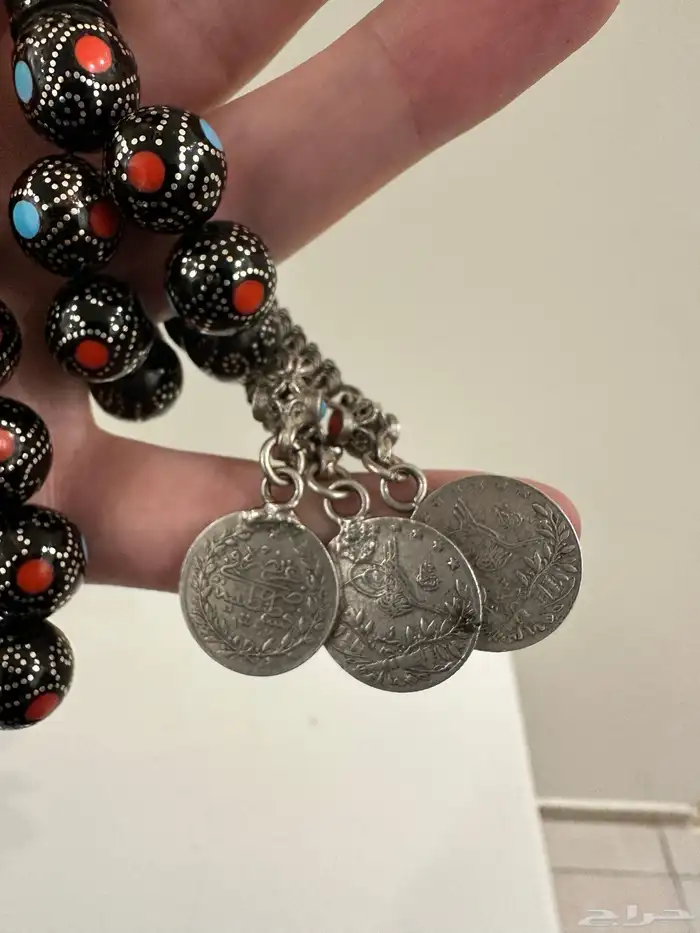 سبحة يسر مطعمة فضة ومرجان احمر 4