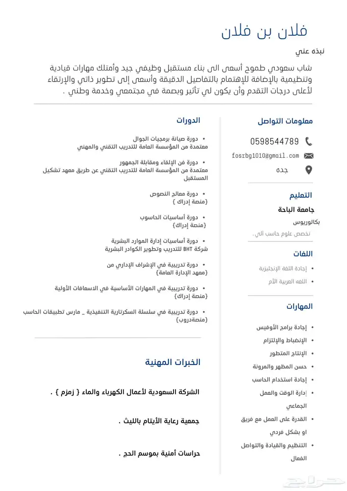 مصممه سيرة ذاتية سيفي 1
