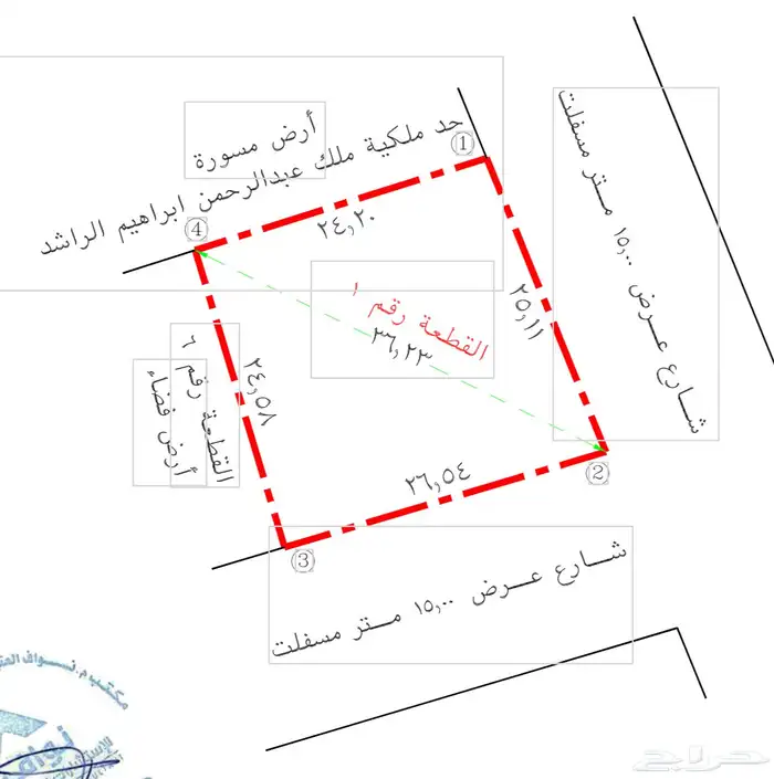 ارض سكنية زاوية شرقي جنوبي بالراشديات 0