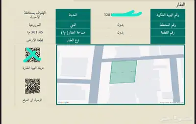 للبيع قطعة ارض بحي المزروعيه على السوم 0