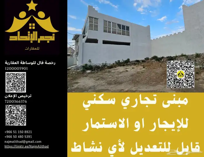 للاجارعمارة سكنية تجارية طريق الجنوب وادي فيق بني مشهور 1