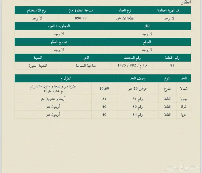 ارض في المندسة (( المساحة 890 )) 0
